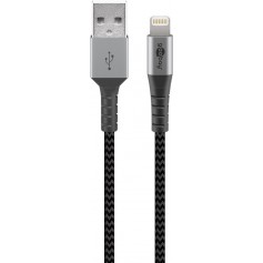 Lightning au câble USB-A câble textile avec des bouchons métalliques (Space gris / argent) 2 m 2 m