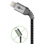 Lightning au câble USB-A câble textile avec des bouchons métalliques (Space gris / argent) 2 m 2 m