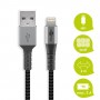 Lightning au câble USB-A câble textile avec des bouchons métalliques (Space gris / argent) 2 m 2 m