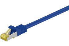 RJ45 Câble de liaison,CAT 6A S/FTP (PiMF) 500 MHz, avec CAT 7 câble brut, Bleu 5 m