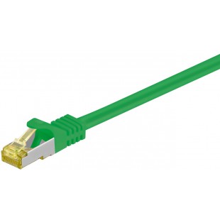 RJ45 Câble de liaison,CAT 6A S/FTP (PiMF) 500 MHz, avec CAT 7 câble brut, Vert 0.25 m