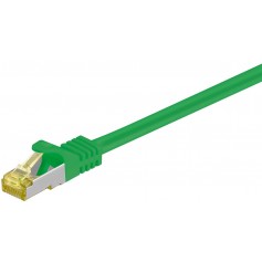 RJ45 Câble de liaison,CAT 6A S/FTP (PiMF) 500 MHz, avec CAT 7 câble brut, Vert 0.25 m
