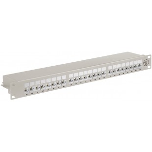 CAT 6a panneau de brassage 19 pouces (48,3 cm), 24 ports gris