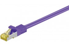 RJ45 Câble de liaison,CAT 6A S/FTP (PiMF) 500 MHz, avec CAT 7 câble brut, Violet 5 m