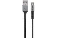 Micro USB vers USB-A câble textile avec des bouchons métalliques (Space gris / argent) 2 m 2 m