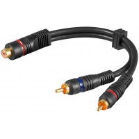 Câble adaptateur audio Y  1 x Cinch mâle vers Cinch femelle stéréo  OFC  blindage double 0.2 m