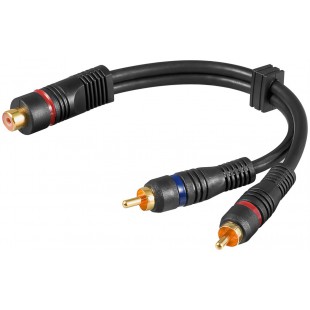 Câble adaptateur audio Y  1 x Cinch mâle vers Cinch femelle stéréo  OFC  blindage double 0.2 m