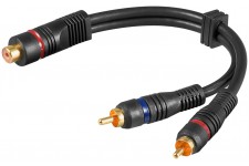 Câble adaptateur audio Y  1 x Cinch mâle vers Cinch femelle stéréo  OFC  blindage double 0.2 m