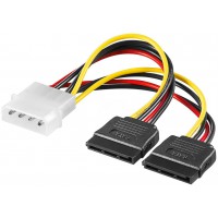 Câble électrique/adaptateur électrique PC Y  prise mâle 5,25" vers 2 x SATA 0.13 m