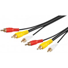 Câble de raccordement audio-vidéo composite  3 x Cinch avec conducteur vidéo RG59 10 m
