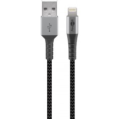 Lightning au câble USB-A câble textile avec des bouchons métalliques (Space gris / argent) 0,5 m 0.5 m