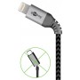 Lightning au câble USB-A câble textile avec des bouchons métalliques (Space gris / argent) 0,5 m 0.5 m