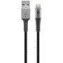 Lightning au câble USB-A câble textile avec des bouchons métalliques (Space gris / argent) 1 m 1 m