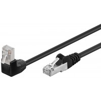 CAT 5e câble de liaison 1x 90° coudé, F/UTP, Noir 10 m