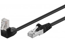 CAT 5e câble de liaison 1x 90° coudé, F/UTP, Noir 10 m