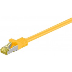 RJ45 Câble de liaison,CAT 6A S/FTP (PiMF) 500 MHz, avec CAT 7 câble brut, Jaune 15 m