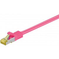 RJ45 Câble de liaison,CAT 6A S/FTP (PiMF) 500 MHz, avec CAT 7 câble brut, Magenta 10 m