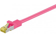 RJ45 Câble de liaison,CAT 6A S/FTP (PiMF) 500 MHz, avec CAT 7 câble brut, Magenta 5 m
