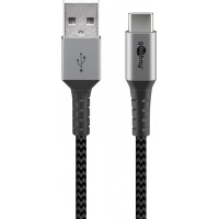 USB-C ™ à l'USB-A câble textile avec des bouchons métalliques (Space gris / argent) 0,5 m 0.5 m