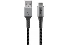 USB-C ™ à l'USB-A câble textile avec des bouchons métalliques (Space gris / argent) 0,5 m 0.5 m