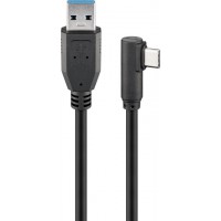 Câble USB-C™ vers USB A 3.0 90°, noir 1 m