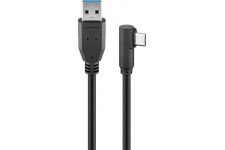 Câble USB-C™ vers USB A 3.0 90°, noir 1 m