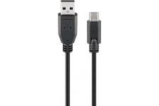 Câble USB 2.0 USB-C™ vers USB A, noir 1 m
