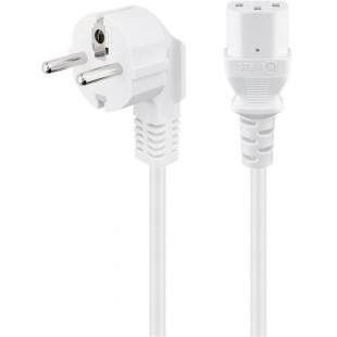 Cordon-connecteur avec fiche coudée pour appareils froids  5 m, Blanc 5 m