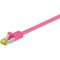 RJ45 Câble de liaison,CAT 6A S/FTP (PiMF) 500 MHz, avec CAT 7 câble brut, Magenta 1 m