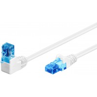 CAT 6A câble de liaison 1x 90° coudé, U/UTP, Blanc 0.5 m