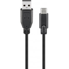 Câble USB 2.0 USB-C™ vers USB A, noir 0.5 m