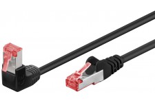 CAT 6 câble de liaison 1x 90° coudé, S/FTP (PiMF), Noir 3 m