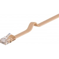 CAT 6 Câble de liaison plat, U/UTP, Marron clair 10 m