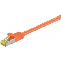 RJ45 Câble de liaison,CAT 6A S/FTP (PiMF) 500 MHz, avec CAT 7 câble brut, Orange 10 m