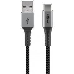 USB-C ™ à l'USB-A câble textile avec des bouchons métalliques (Space gris / argent) 1 m 1 m