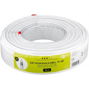 75 dB câble d’antenne coaxial Quattro, 2x blindé, CCS, 50 m, Blanc 