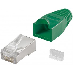 Lot de 10 - Connecteur RJ45 CAT 5e STP blindé, avec protection anti-torsion vert