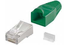 Lot de 10 - Connecteur RJ45 CAT 5e STP blindé, avec protection anti-torsion vert