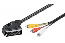 Câble adaptateur  Scart vers audio-vidéo composite  IN/OUT 3 m