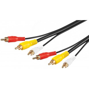 Câble de raccordement audio-vidéo composite  3 x Cinch avec conducteur vidéo RG59 5 m