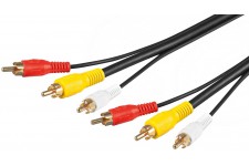 Câble de raccordement audio-vidéo composite  3 x Cinch avec conducteur vidéo RG59 5 m