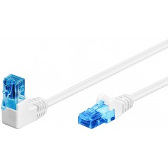 CAT 6A câble de liaison 1x 90° coudé, U/UTP, Blanc 5 m