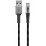 Micro USB vers USB-A câble textile avec des bouchons métalliques (Space gris / argent) 0,5 m 0.5 m