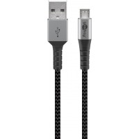 Micro USB vers USB-A câble textile avec des bouchons métalliques (Space gris / argent) 0,5 m 0.5 m