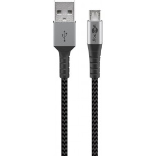 Micro USB vers USB-A câble textile avec des bouchons métalliques (Space gris / argent) 0,5 m 0.5 m