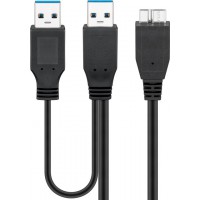 Câble Dual Power SuperSpeed USB 3.0, Noir 0.3 m