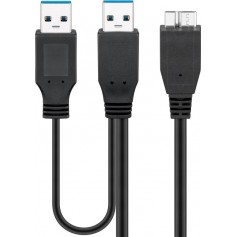 Câble Dual Power SuperSpeed USB 3.0, Noir 0.3 m