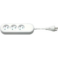 Bloc multiprise 3 prises Danemark, 1,5 m, blanc 1.5 m