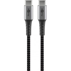 USB-C ™ pour USB-C ™ câble textile avec des bouchons métalliques (Space gris / argent) 0,5 m 0.5 m