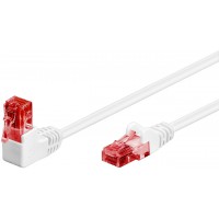 CAT 6 câble de liaison 1x 90° coudé, U/UTP, Blanc 0.5 m